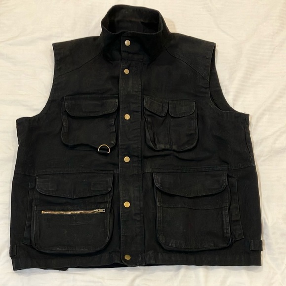 mark’s Other - Men's XL thick cotton canvas Black Utility Vest - snap close - no zip